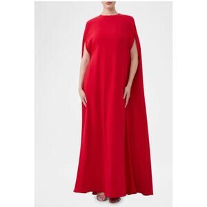 $398 Trina Turk Masquerade Trapeze Cape Gown Maxi Dress | Sz XS, Red Spark